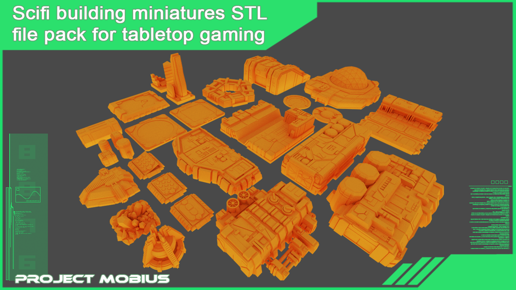 Printable scifi structures STL file pack for tabletop gaming » 3D