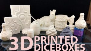 Support-free Dice Boxes and Tower for 3D Printing