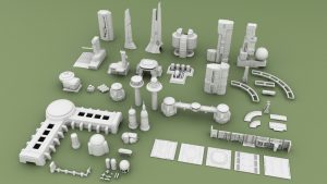 3D Printable Sci-fi Buildings for Tabletop Wargames Set #2