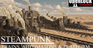 Steampunk: trains, automatons and platform