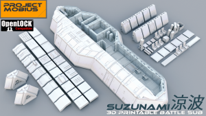 3D Printable OpenLOCK Compatible Tiles-Battle Sub Suzunami