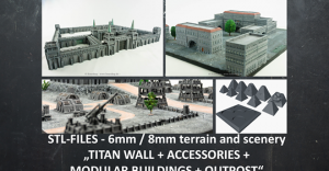 Support free STL 3D-printable 6mm-8mm scenery and terrain
