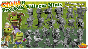 Frog Folk Villagers - 3D Printable & Physical Model + CHIBI