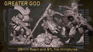 Greater God 28mm resin miniatures and STL files